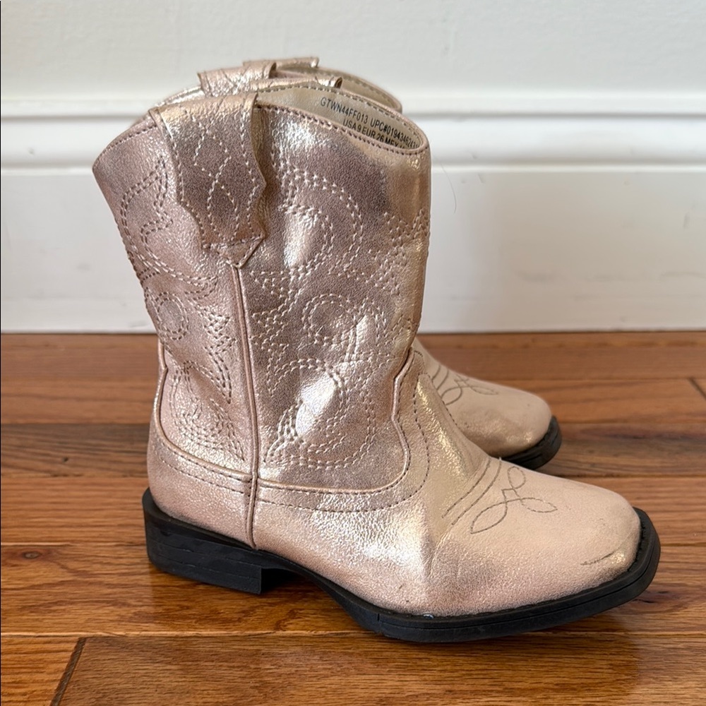 Kids Metallic Gold Cowboy Boots